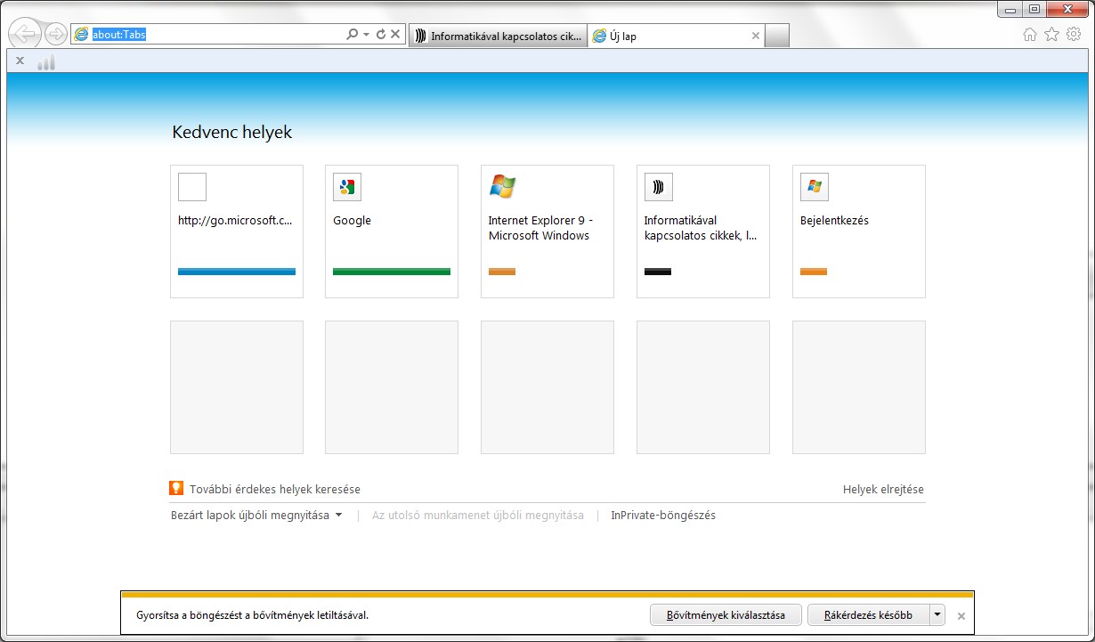 IE9 felület