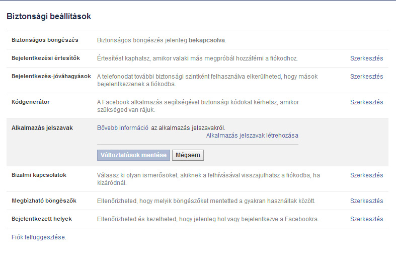 fb settings applogin