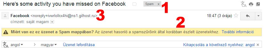 fb spamgmail warning